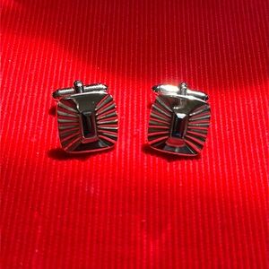 *Host Pick* Vintage Silver Cufflinks With Blue Stone Center